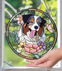 Custom Dog Portrait Stained Glass Suncatcher | Pet Memorial Window Art | Dog Photo Gift - Image 3