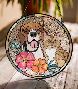 Custom Dog Portrait Stained Glass Suncatcher | Pet Memorial Window Art | Dog Photo Gift - Image 2