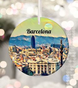 Barcelona Ornament  Barcelona Gift  Christmas Ornament  Barcelona Christmas  Tree Ornament  Christmas Gift  Housewarming Gift  Spain  Travel