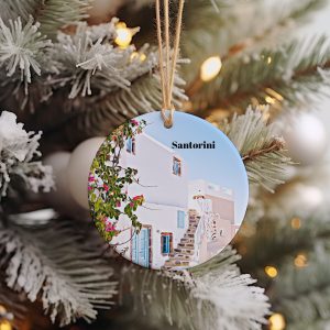 Santorini Ornament  Christmas Ornament  Santorini Gift  Christmas Gift  Santorini Christmas  Santorini  Santorini Travel  Christmas Travel