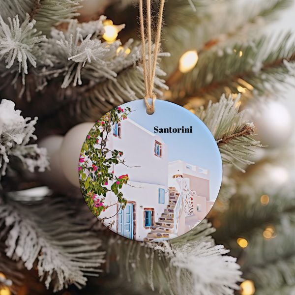 Santorini Ornament  Christmas Ornament  Santorini Gift  Christmas Gift  Santorini Christmas  Santorini  Santorini Travel  Christmas Travel