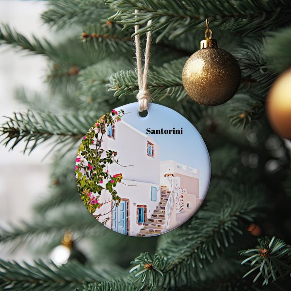 Santorini Ornament  Christmas Ornament  Santorini Gift  Christmas Gift  Santorini Christmas  Santorini  Santorini Travel  Christmas Travel - Image 2