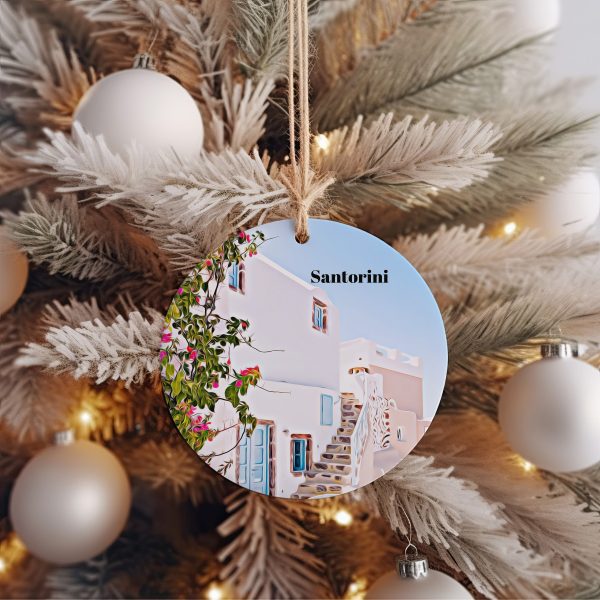 Santorini Ornament  Christmas Ornament  Santorini Gift  Christmas Gift  Santorini Christmas  Santorini  Santorini Travel  Christmas Travel - Image 3