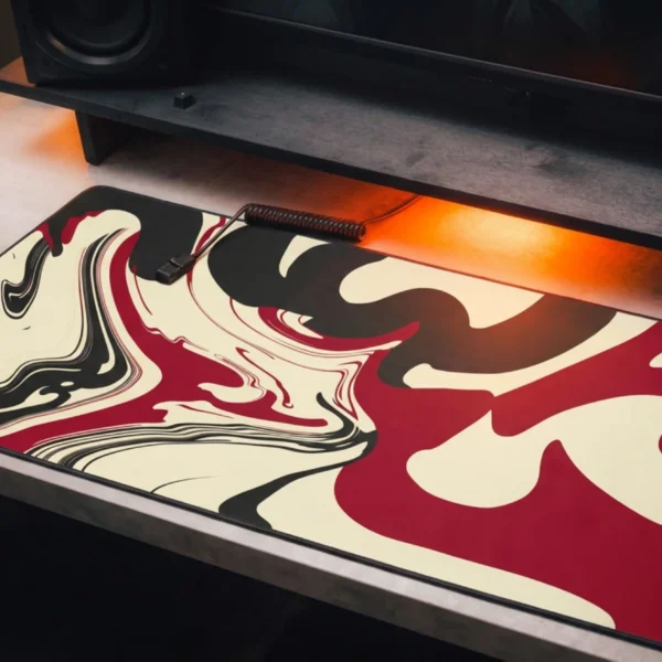 CRIMSON SPILL — Abstract Desk Mat