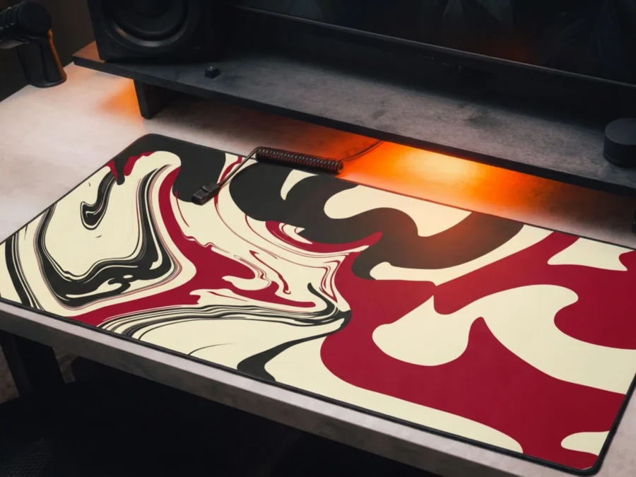 CRIMSON SPILL — Abstract Desk Mat