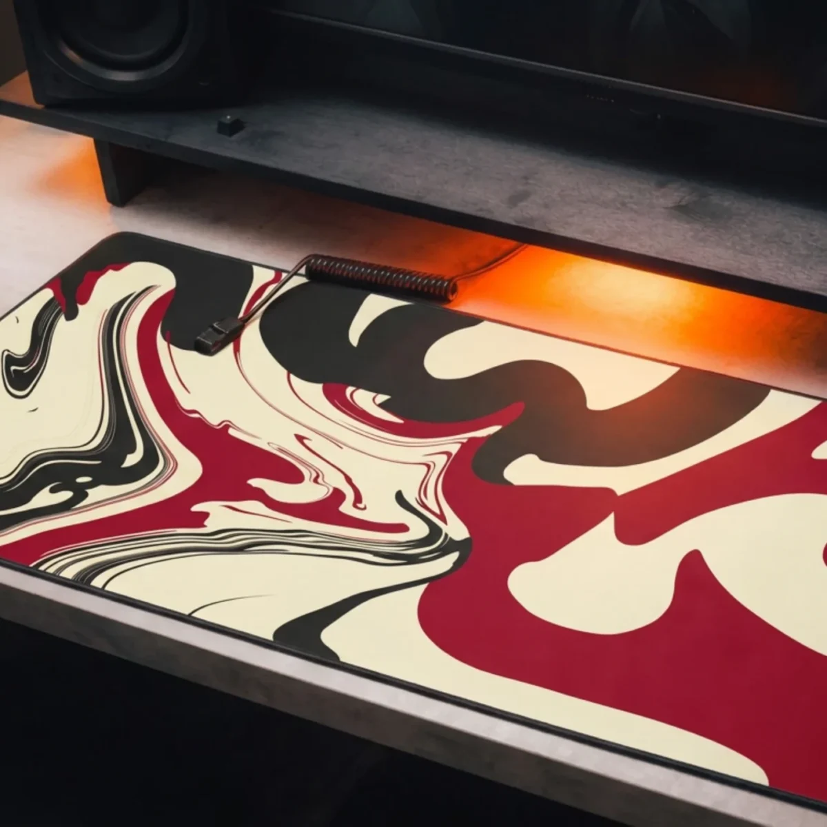 CRIMSON SPILL — Abstract Desk Mat