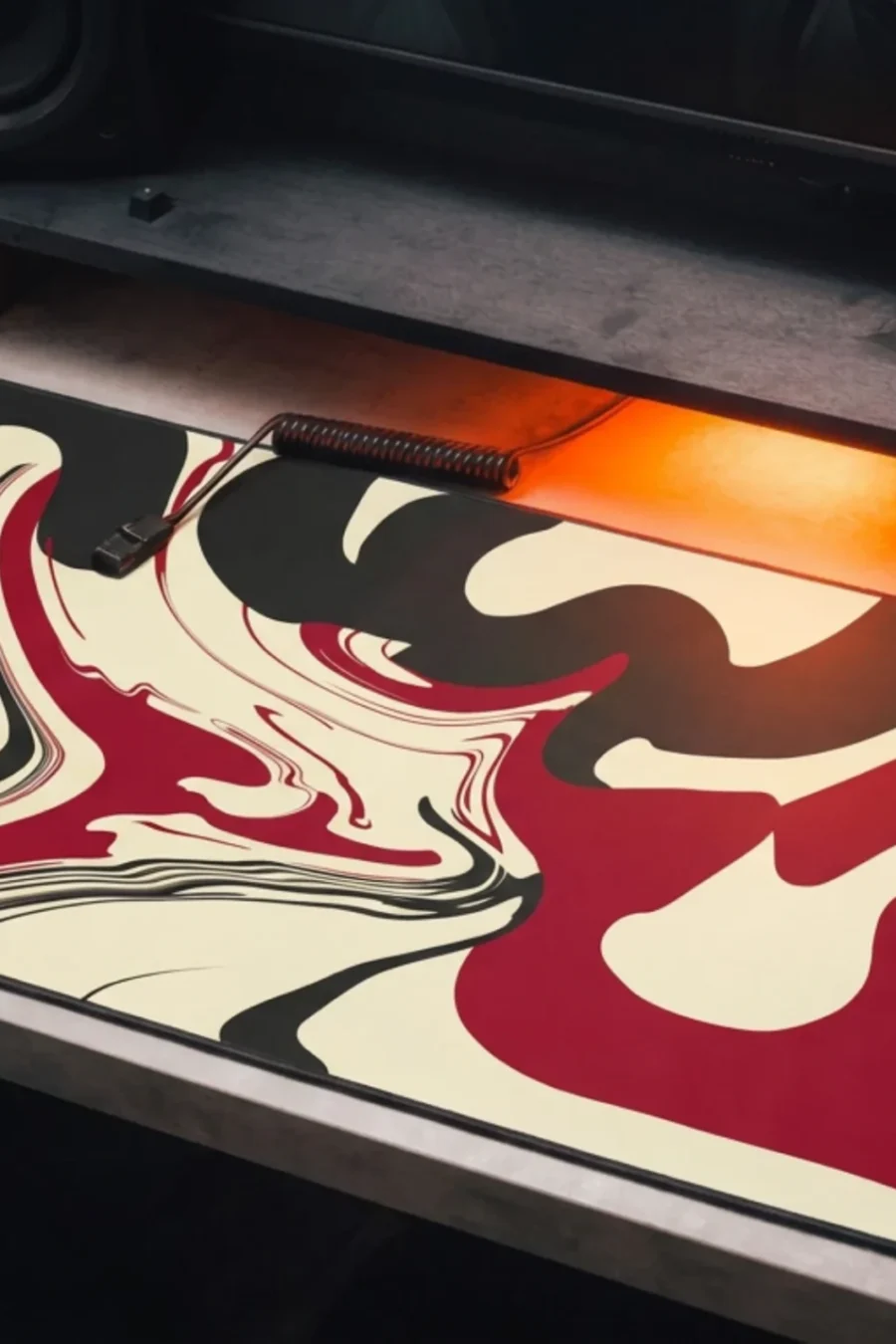 CRIMSON SPILL — Abstract Desk Mat