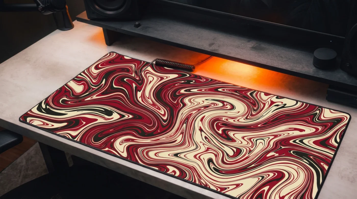 RED VERTIGO — Abstract Desk Mat